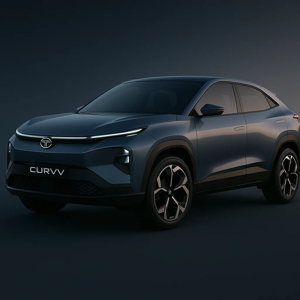 The sleek profile of the upcoming cars suv, the Tata Curvv.