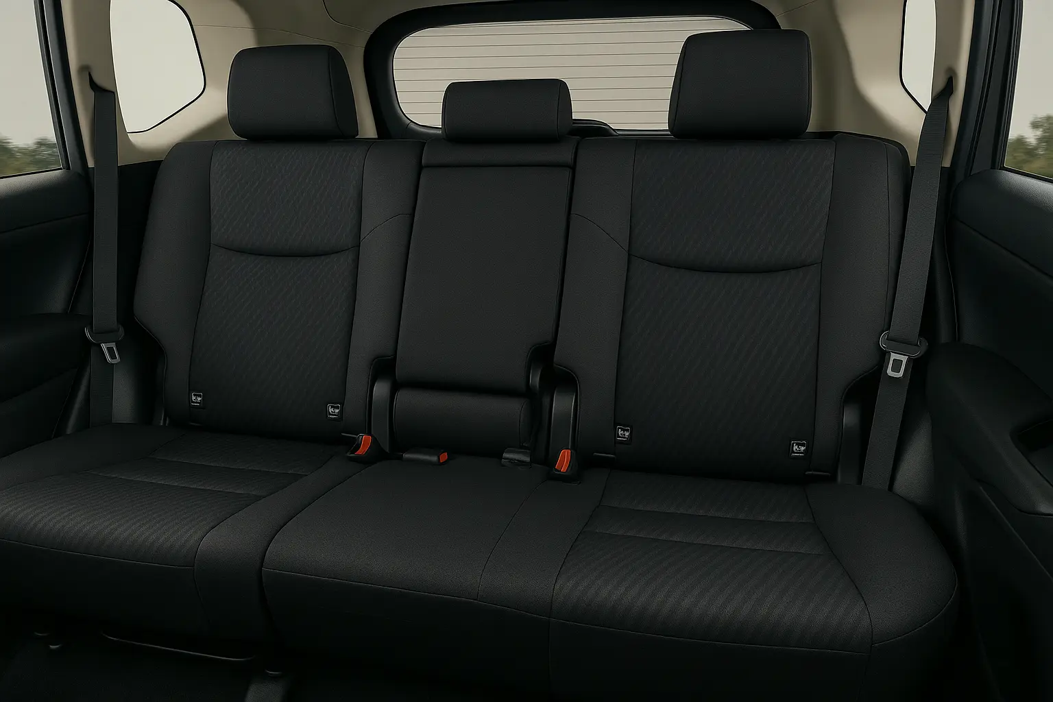Interior view of the Innova Hycross emphasizing child safety features and spaciousness.