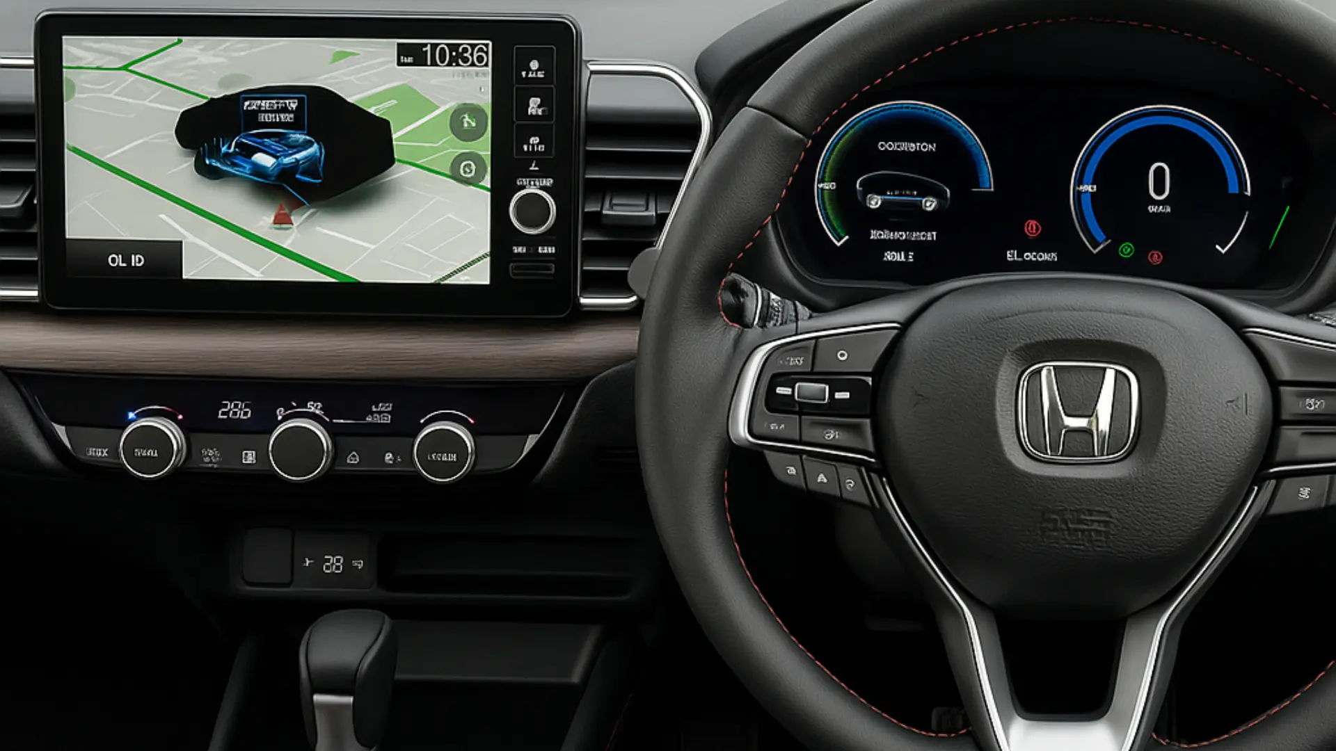 The high-tech interior and digital display of the city e hev.