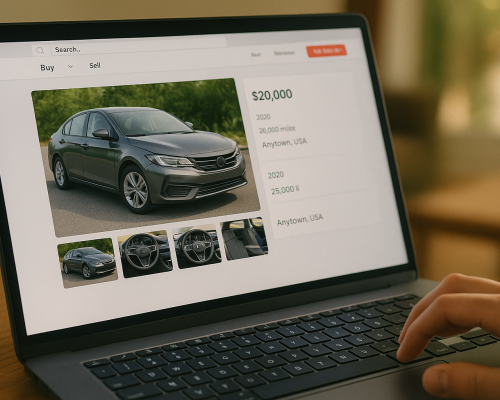 An online platform, a prime car selling sites choice, featuring a well-presented vehicle.